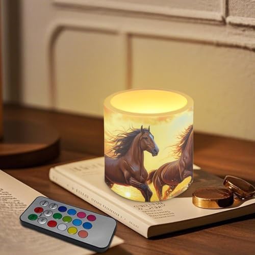 Sunset Horse Outdoor LED Flameless Candles Pack of 4 Waterproof Decorative Fake Pillar Candles with Flickering Flame Battery Powered Lights for Outdoor Patio Terrace Cafe Decor - Image 3