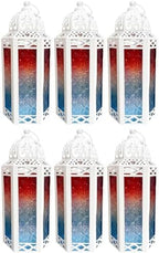 Vela Lanterns Decorative Indoor Candle Holder, Red/White/Blue, M, 6-Pack by VelaCandleLanterns