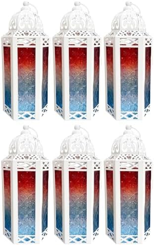 Vela Lanterns Decorative Indoor Candle Holder, Red/White/Blue, M, 6-Pack by VelaCandleLanterns