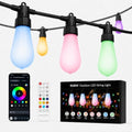 Outdoor String Lights for Patio,50FT RGBW App Remote,20 Bulbs by QR