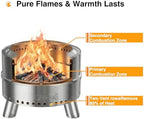 20 Inch Smokeless Fire Pit with Removable Ash Pan, Fire Pits for Outside Wood Burning, Portable Bonfire Outdoor Firepit, Bag & Poker Included, Stainless Steel (Silvery- with Legs-Fire Pit) - Image 5