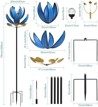 Large Wind Spinners Outdoor, Metal Lotus Yard Decorations Outdoor - Image 2