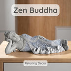 29" Reclining Buddha Sculpture, Vintage Blue Sleeping Buddha Statue Decor - Image 5