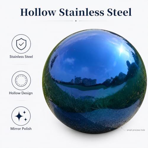 Gazing Ball Garden Mirror Outdoor - 10 Inch Outside Decorative Globe, Blue - Image 6