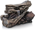 Alpine Corporation 24" Tall Outdoor 2-Tier Fallen Tree Trunk Water Fountain with LED Lights, Rustic Cascading Design for Garden, Patio & Yard Decor, Beige by Unknown