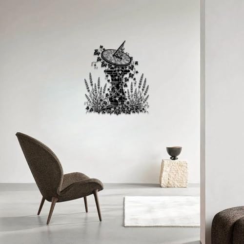 Sundial Garden Metal Wall Art Metal Signs Metal Outdoor Decor WallArt Decor Vintage Rustic Artwork Wall Sculpture Elegant Wall Decoration for Living Room Bedroom Office Stylish Interior Design (Black,20Inch) - Image 6