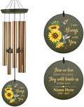 Personalized Memorial 30/36 inch Wind Chimes with Sunflower Hummingbird by Astarin