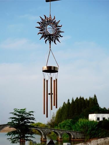 Sun Wind Chimes, Metal Wind Chimes, Waterproof Anti-Corrosion, Solar Wind Chime, Wind Chime for Outside/Window/Door/Garden/Outdoors, Gifts for Girl/mom/Friend. (Sun) - Image 5