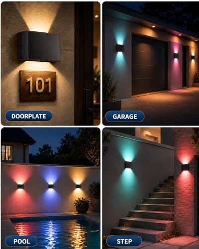 Solar Wall Lights Outdoor Waterproof, RGBW Up and Down Solar Light, 6 Pack - Image 2