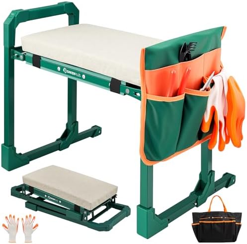 SakerPlus Garden Kneeler and Seat, Heavy Duty Foldable Garden Stool by SakerPlus