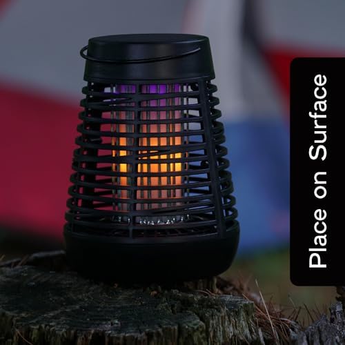 PIC Portable Bug Zapper, 600V Solar Powered Insect Trap & Fly Zapper for Outdoor Use, LED Flickering Flame, Activates Automatically in Dark, Weatherproof Outdoor Fly Trap, Kills Bugs on Contact - Image 5