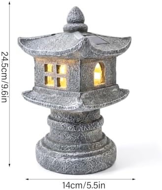 Solar Gray Pagoda Garden Statue, Patio Zen Decor with Light - Image 6