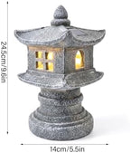 Solar Gray Pagoda Garden Statue, Patio Zen Decor with Light - Image 6