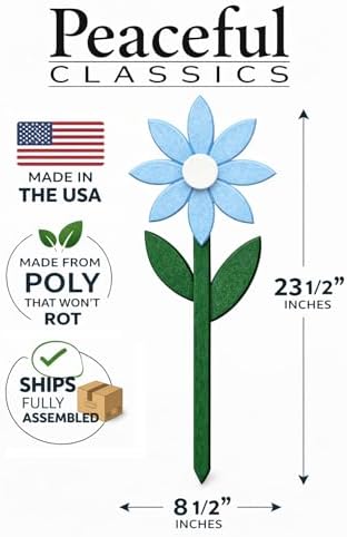 Peaceful Classics Poly Flower Garden Stake, Amish Made, Outdoor Decor, Sky - Image 3