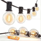 SUNSGNE 100Ft LED Outdoor String Lights - G40 Globe String Lights Waterproof Shatterproof with 52 Dimmable LED Bulbs for Room Party Bistro Pergola Tents, Black Wire by SUNSGNE