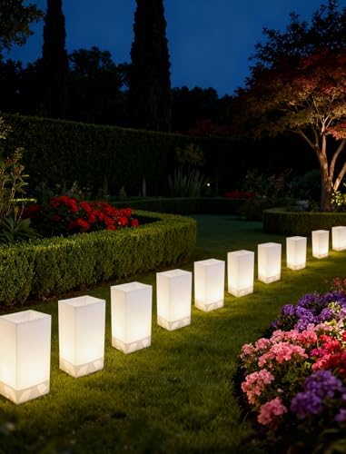 10PK Christmas Pathway Lights, 16FT LED Luminary Bag Lights by LightupYourLife