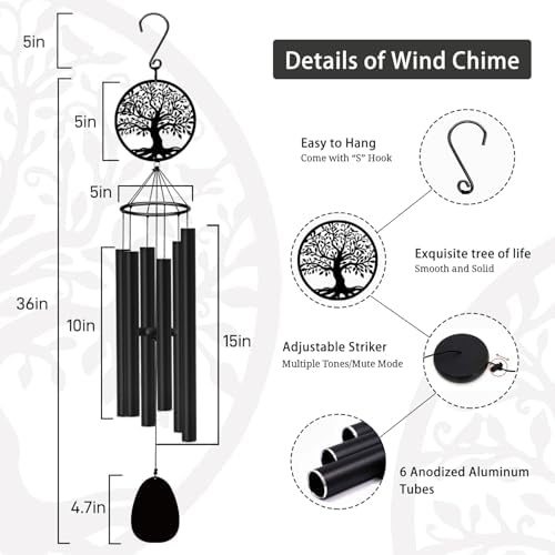 ASTARIN Memorial Wind Chimes for Outside Deep Tone, 36" Bereavement Gifts - Image 2