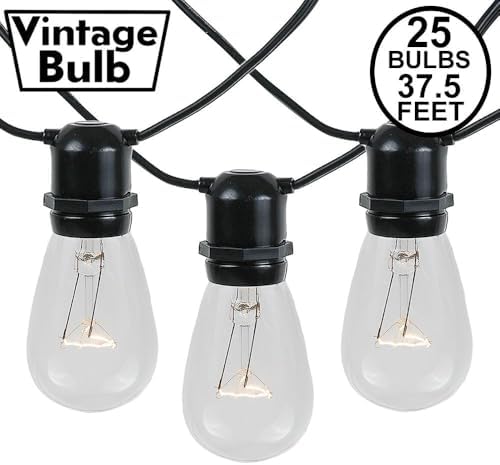Novelty Lights 37.5 Feet, 25 in Line E26 Sockets, S14 Patio String Lights - Image 2