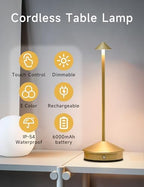 LED Rechargeable Cordless Table Lamps Gold - Image 2