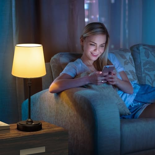 ONEWISH Cordless Lamp-Battery Operated Table lamp, 4000mAh Rechargeable, Stepless Dimmable, Small Touch Bedside Lamp with White LampsShade, 2700K Warm Ambient Light for Dining, Patio, Bathroom(Black) - Image 6