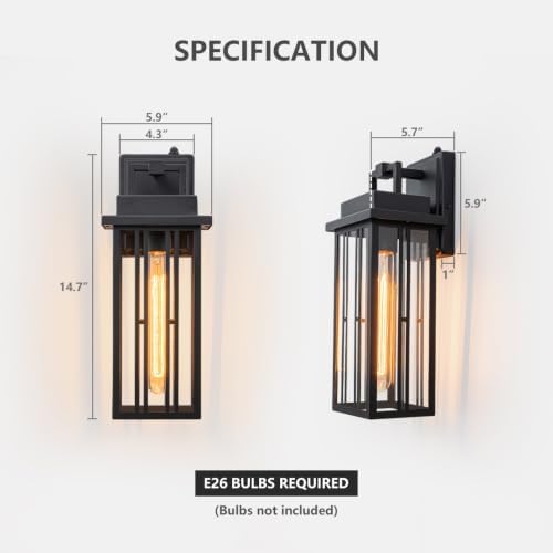 2-Pack Outdoor Wall Sconce, 15”Dusk to Dawn Wall Lights - Image 3