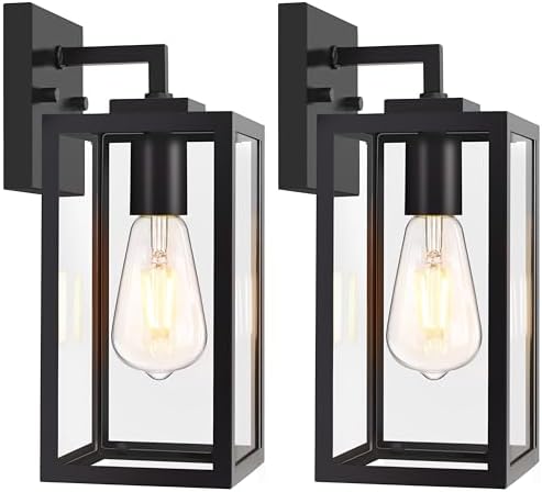 Outdoor Wall Light Fixtures, Exterior Wall Lanterns, Black, 2-Pack, 12 In by LightChasers---Since1987