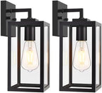 Outdoor Wall Light Fixtures, Exterior Wall Lanterns, Black, 2-Pack, 12 In by LightChasers---Since1987