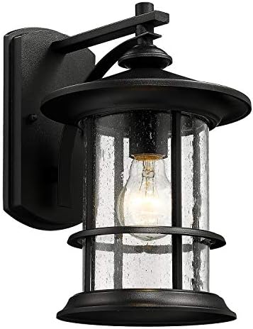 MICSIU 12.5" Modern Farmhouse Textured Black Outdoor Wall Light Fixture by MICSIU