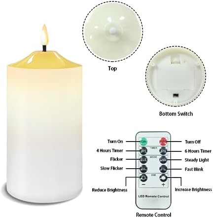 Cozeyat Flickering Flameless Candles with Timer, Seaweed Palm Leaf Scenery Print Flameless LED Candles Set of 3, Unscented Flameless Bullet Floating Candles for Party Decoration - Image 7