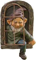 Gnome Statue Tree Face Garden Decorative,Elf Out The Door Tree Hugger - Image 6