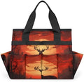 Deer Garden Tool Bag Organizer Heavy Duty Wildlife Deer Gardening Tote Bag with 10 Pockets for Women Men Gardening Gifts by Home