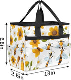 Garden Tool Bag Flying Bees Daisies Honey Garden Tool Storage Bag with Pockets Handle Portable Garden Tote Bags for Indoor Outdoor Gardening - Image 2