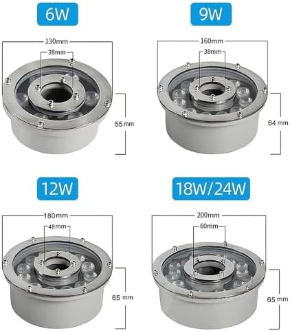 LED Ring Fountain Light - Submersible LED Pool Lamp, 12/24V LED Underwater Spotlight, RGB Color Change Water Feature Lamp With Remote Control, IP68 Waterproof Middle Hole Pond Lighting(12W(12v)) - Image 2