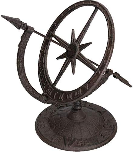 AB Tools Armillary Sundial Ornament Cast Iron Garden Feature Statue Clock Metal Compass by AB+Tools