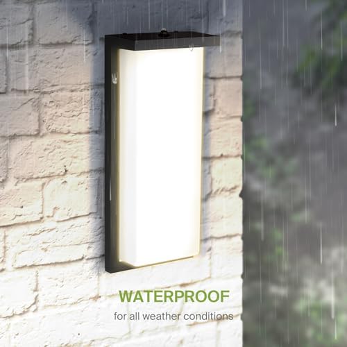 ASD LED 14" Outdoor Wall Light, Dusk to Dawn Front Door House Sconce | 3CCT, Photocell, Waterproof, ETL Listed | 20W 1900LM 3000-5000K 120V | Exterior Patio Lighting Fixture, Porch Lamp | Black - Image 6