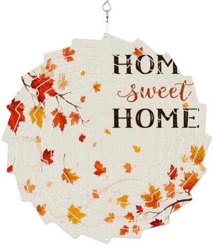 12 Inch Fall Wind Spinner for Yard and Garden, Maple Leaves Home Sweet Thanksgiving Branches Hanging Ornaments Outdoor 3D Kinetic Wind Sculpture Spinners Indoor Outdoor Patio Décor Ornaments Gift by Unknown