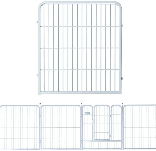 Decorative White Garden Fence 24 Pack for Pets Dogs 32in (H) x 55ft (L),Metal Wire Fencing Border Animal Barrier,Flower Bed Border for Landscape Patio Yard Outdoor, White by ZXMOTO