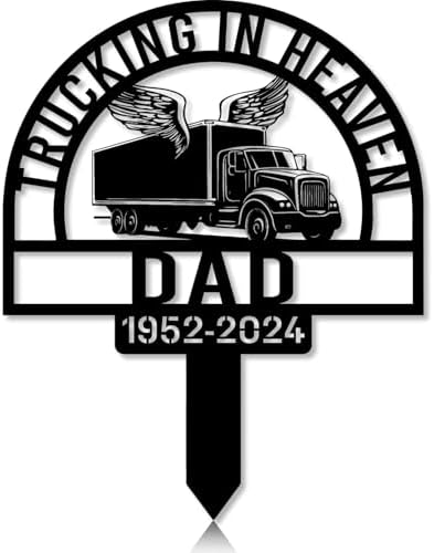 Custom Box Truck Grave Marker – Memorial Garden Stake with Angel Wings, Trucker Remembrance Gift, Loss of Loved One (Box Truck with Angel Wings) by Linktee