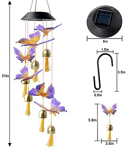Black Butterfly Bell Solar Wind Chimes - Outdoor Solar Lights for Garden Decor - Gifts for Mom - Image 6