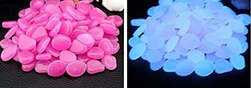 1100 Pcs Glow Stones Glowing in The Dark Pebbles Outdoor Decor Fish Tank Gravel Rocks Decoration (Pink in Daytime, Purple in The Dark) by HIMISTORE