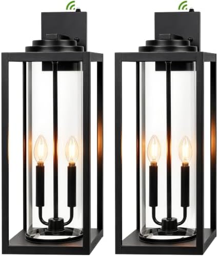 Extra Large 24 Inch Outdoor Wall Lights, Dusk to Dawn Sensor, Black, 2-Pack by FILIYANO