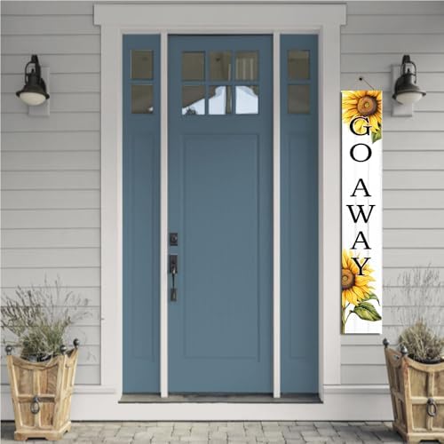 Go Away Porch Sign,Unwelcome Door Sign Door Sunflowers Seasonal Welcome Wooden Plaque Hanging Outdoor Farmhouse For Spring Summer Yard Standing Decorations 8x48inch - Image 5