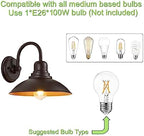 GOLDHILL 10.5" Bronze Gooseneck Metal Outdoor Barn Light 2-Pack, Powder Coated Anti-Rust Farmhouse Exterior Wall Sconce with Gold Interior, Wet Location Rated for Porch, Garage, Bathroom Vanity - Image 4