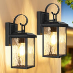 BesLowe 2-Pack Outdoor Wall Light Fixtures with Water Ripple Glass, Black by BringYourBrightFuture