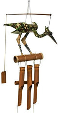 Cohasset Gifts Bamboo Wind Chime | #249GC | Camo Bobbing Head Bird Bamboo Wind Chime | Green Camouflage by CohassetGiftsGarden