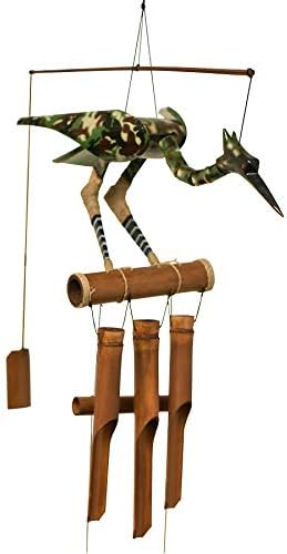 Cohasset Gifts Bamboo Wind Chime | #249GC | Camo Bobbing Head Bird Bamboo Wind Chime | Green Camouflage by CohassetGiftsGarden