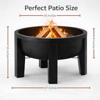 Fire Chief Wood Burning Fire Pit with Tabletop Lid – Modern Outdoor Metal Fire Pit for Patio & Backyard – Premium Heavy Duty Fire Pit Bowl with Multi-Use Side Table (Modern Bowl) - Image 5