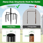 ANIDEER 84" Shepherds Hooks for Outdoor, Heavy Duty Garden Bird Feeder Pole Hanging Bird Feeder, Solar Light Lanterns, Outdoor Plant Hanger Hook with 7 Base Prongs, 2 Packs - Image 3