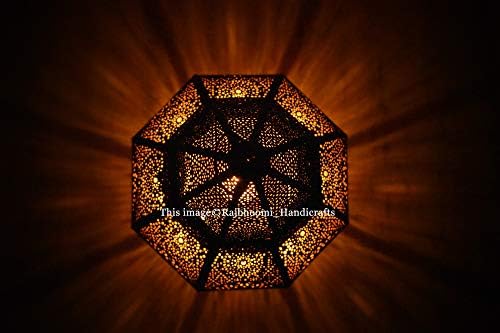 Oriental Moroccan Metal Lantern Black 30cm | Oriental Moroccan Wind Light Garden Wind Light | Moroccan Metal Lantern for Outside as a Garden Lantern, or Inside as a Table/Candle Lantern - Image 4