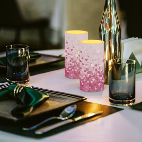 2 Pack Flameless Candles with Remote Battery Operated Candles with Timers Stylish Pink Heart Flameless LED Lights for Valentines Day Home Party Banquet Decoration - Image 4